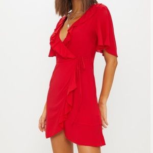 Red wrap dress